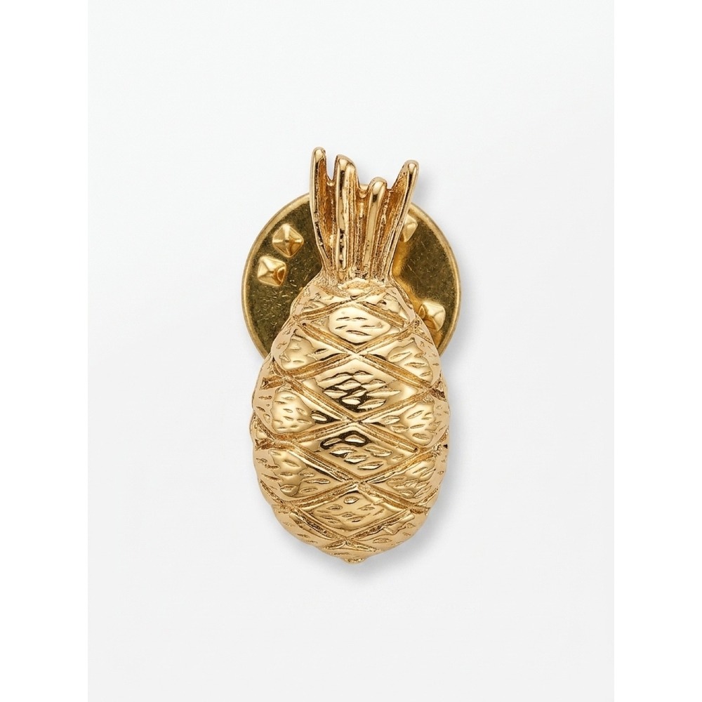 Vintage Gold Pineapple Lapel Pin Retro Boho Tropical Minimalist Cottagecore